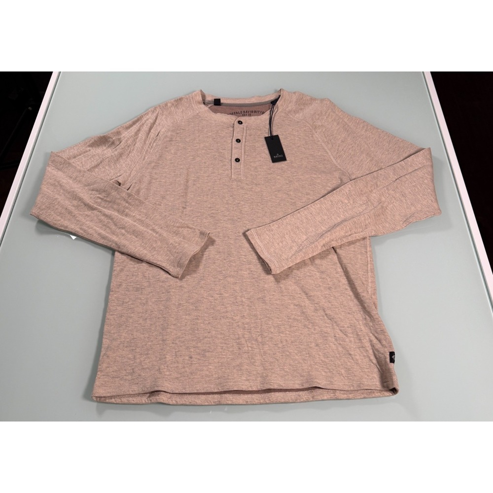 NWT Buffalo David Bitton 3 Button Henley Mens L Oatmeal Base layer Casual